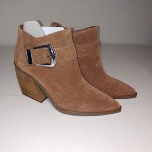 Vince Camuto Buckle Socked Heel Booties Size 9.5 Brown